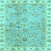 Square Oriental Light Blue Traditional Rug, abs4016lblu