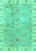 Machine Washable Oriental Turquoise Traditional Area Rugs, wshabs4016turq
