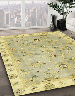 Machine Washable Abstract Brass Green Rug in a Family Room, wshabs4016