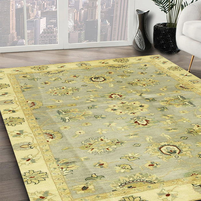 Machine Washable Abstract Brass Green Rug in a Family Room, wshabs4016