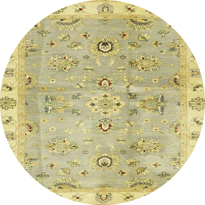 Round Machine Washable Abstract Brass Green Rug, wshabs4016