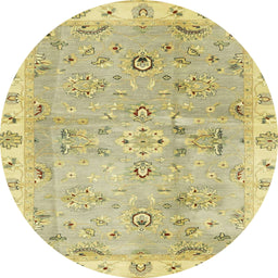 Round Abstract Copper Green Oriental Rug, abs4016