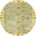 Round Abstract Copper Green Oriental Rug, abs4016