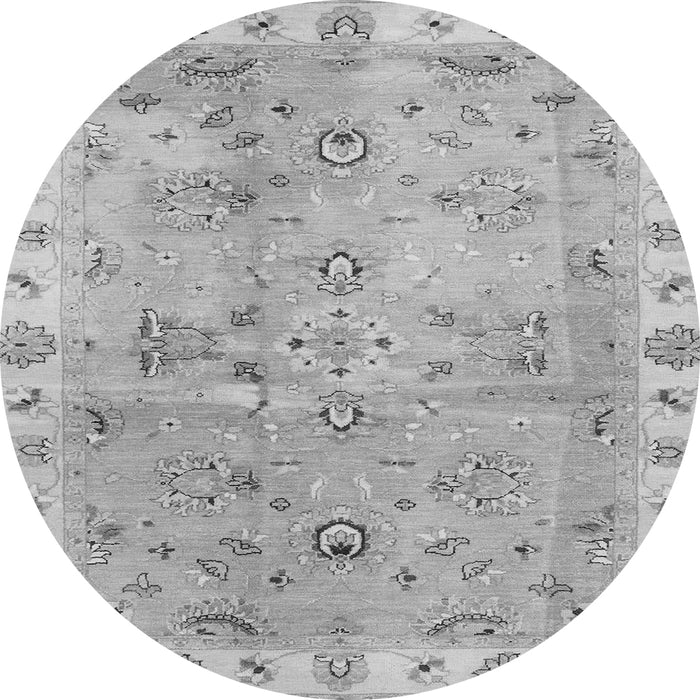 Round Machine Washable Oriental Gray Traditional Rug, wshabs4016gry