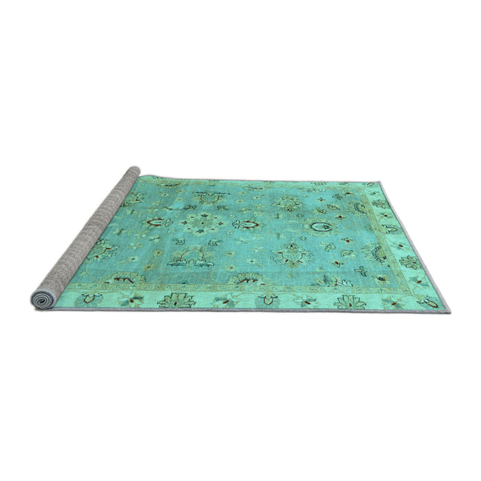 Sideview of Machine Washable Oriental Light Blue Traditional Rug, wshabs4016lblu
