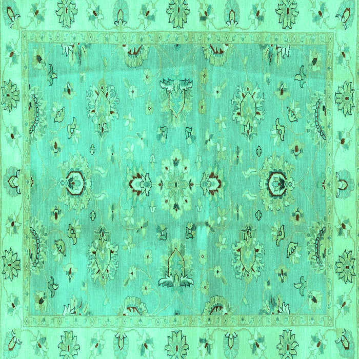 Square Oriental Turquoise Traditional Rug, abs4016turq