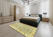 Machine Washable Abstract Brass Green Rug in a Bedroom, wshabs4016