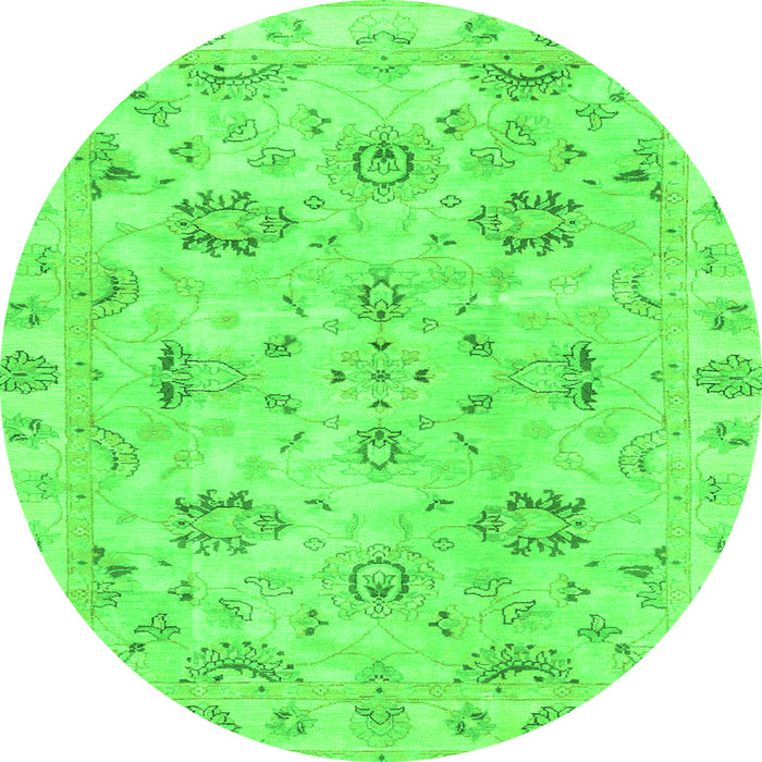 Round Oriental Green Traditional Rug, abs4017grn