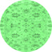 Round Oriental Emerald Green Traditional Rug, abs4017emgrn