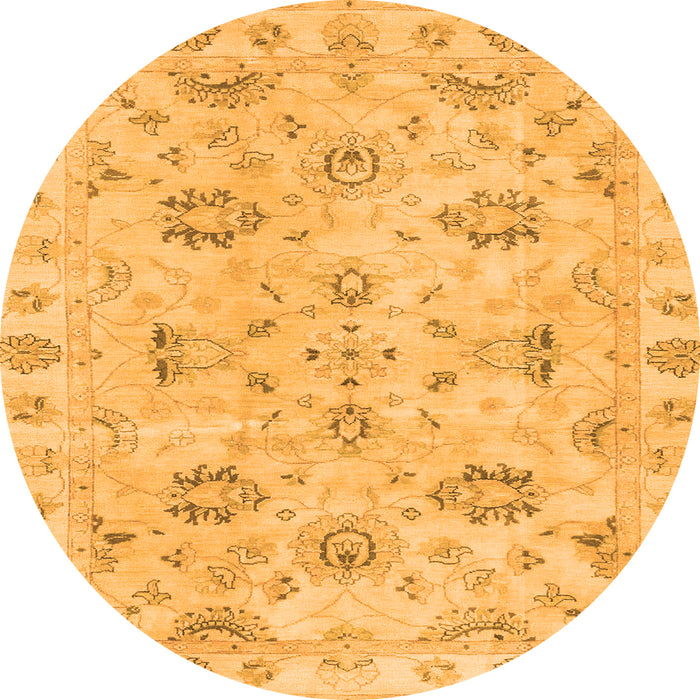 Round Machine Washable Oriental Orange Traditional Area Rugs, wshabs4017org
