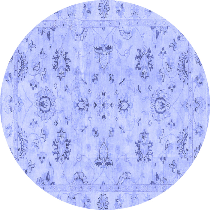 Round Oriental Blue Traditional Rug, abs4017blu