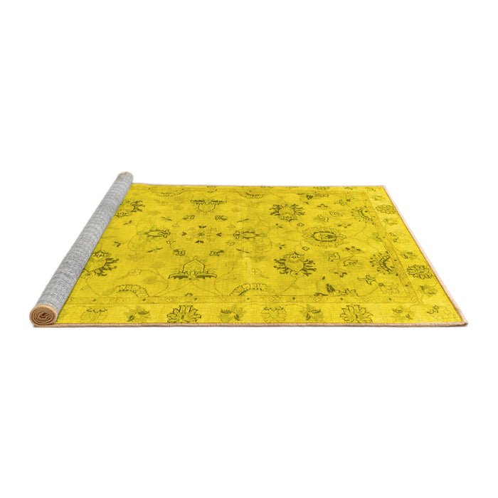 Sideview of Machine Washable Oriental Yellow Traditional Rug, wshabs4017yw