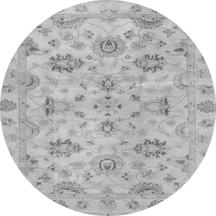 Round Machine Washable Oriental Gray Traditional Rug, wshabs4017gry