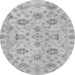 Round Machine Washable Oriental Gray Traditional Rug, wshabs4017gry