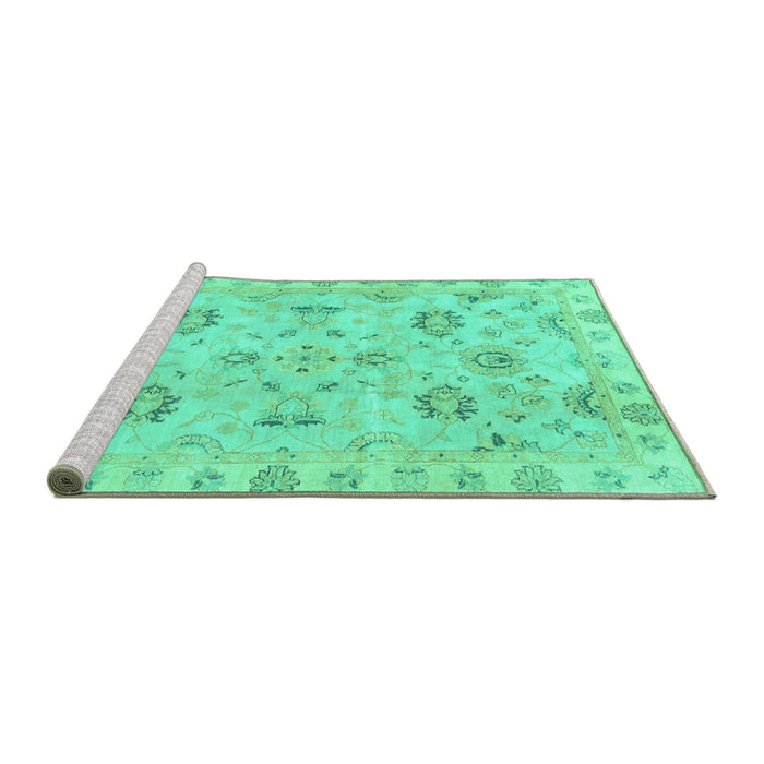 Sideview of Machine Washable Oriental Turquoise Traditional Area Rugs, wshabs4017turq