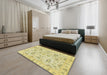 Machine Washable Abstract Mustard Yellow Rug in a Bedroom, wshabs4017