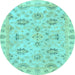 Round Oriental Light Blue Traditional Rug, abs4017lblu