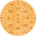 Round Oriental Orange Traditional Rug, abs4017org