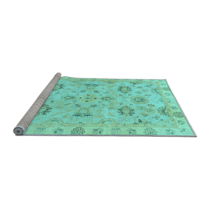 Sideview of Machine Washable Oriental Light Blue Traditional Rug, wshabs4017lblu