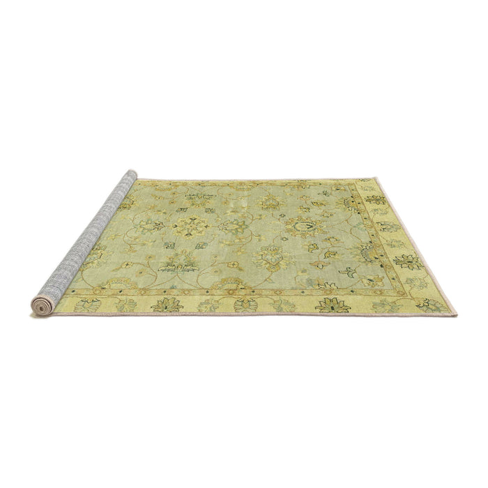 Sideview of Machine Washable Abstract Mustard Yellow Rug, wshabs4018