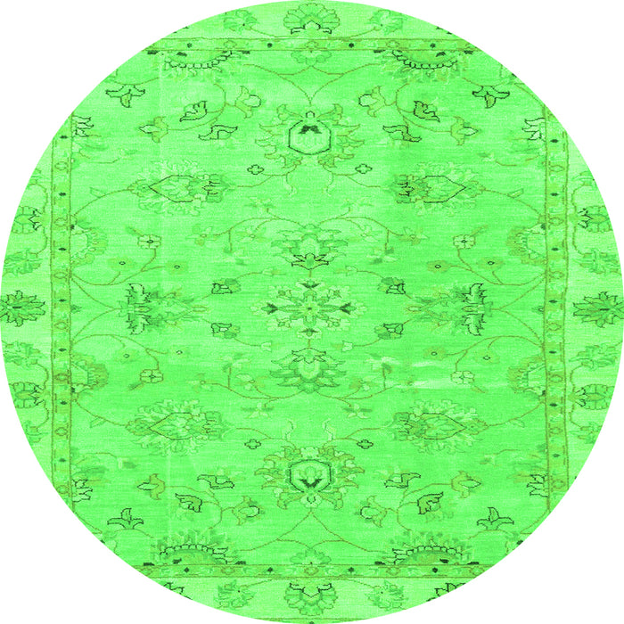 Round Oriental Green Traditional Rug, abs4018grn
