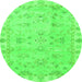 Round Oriental Green Traditional Rug, abs4018grn