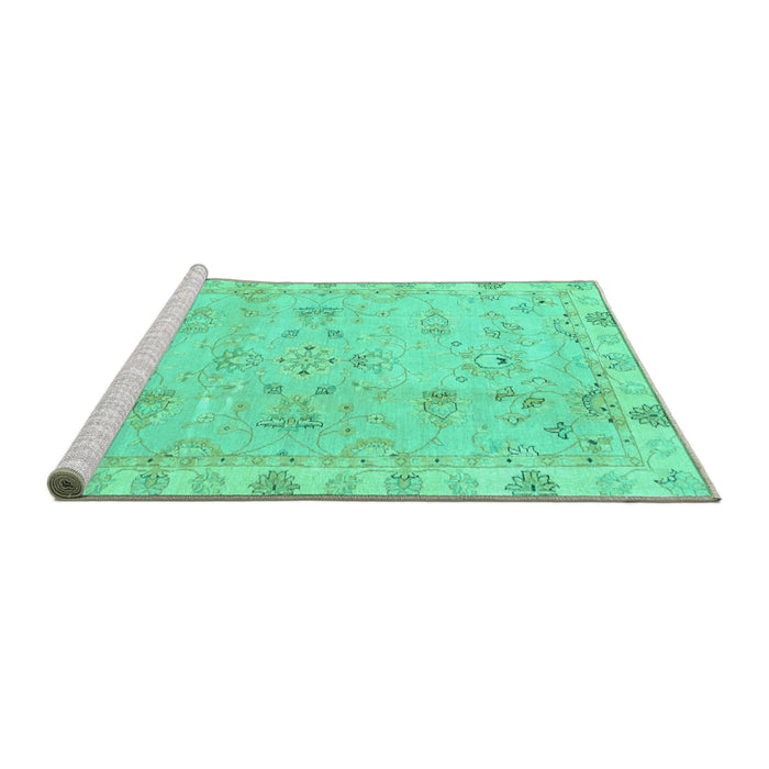 Sideview of Machine Washable Oriental Turquoise Traditional Area Rugs, wshabs4018turq
