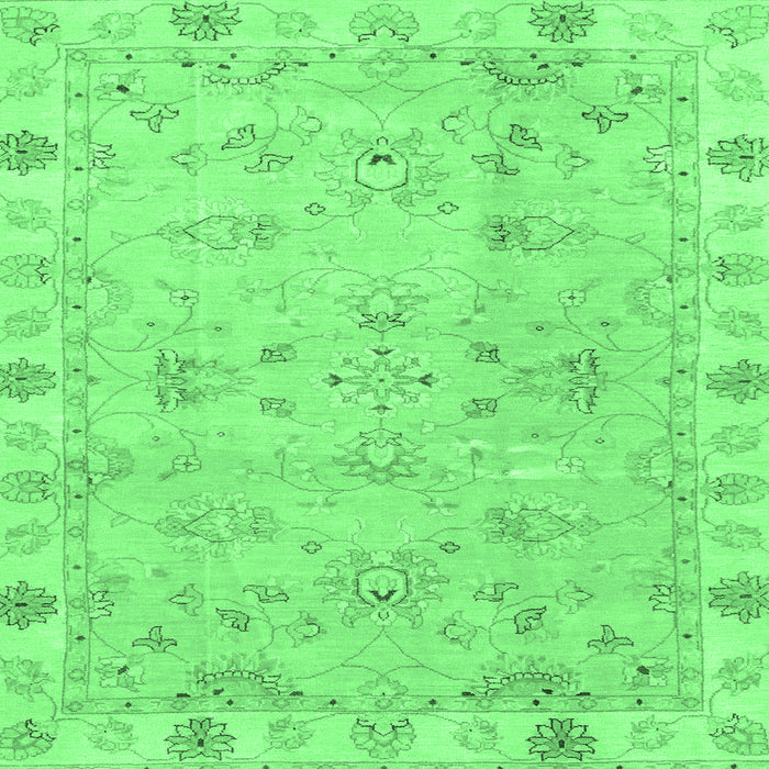 Square Machine Washable Oriental Emerald Green Traditional Area Rugs, wshabs4018emgrn