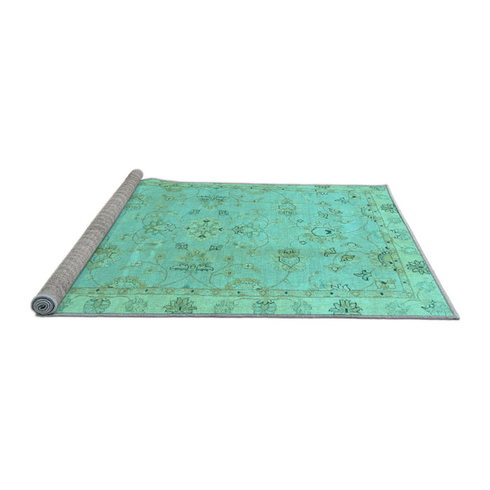Sideview of Machine Washable Oriental Light Blue Traditional Rug, wshabs4018lblu