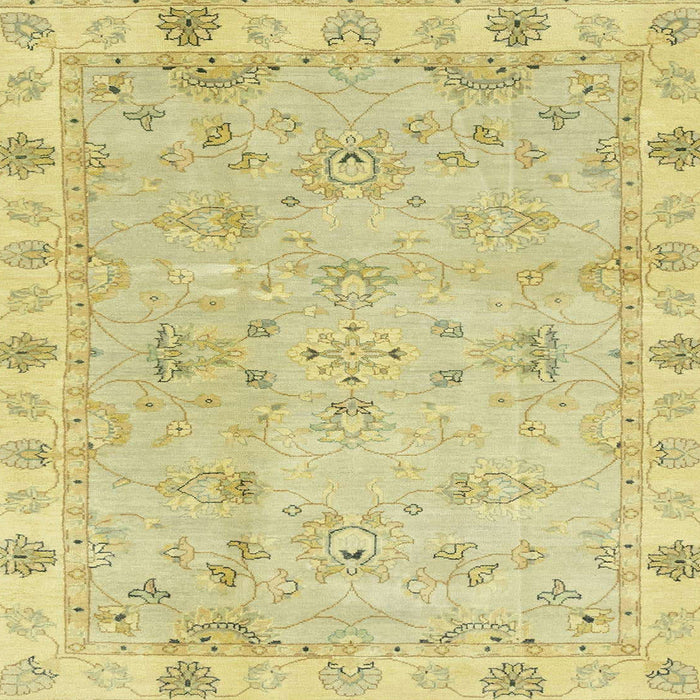 Square Abstract Mustard Yellow Oriental Rug, abs4018