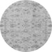 Round Machine Washable Oriental Gray Traditional Rug, wshabs4018gry