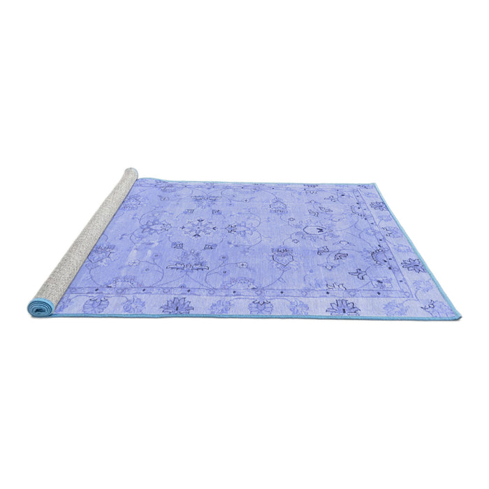 Sideview of Machine Washable Oriental Blue Traditional Rug, wshabs4018blu