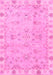 Machine Washable Oriental Pink Traditional Rug, wshabs4018pnk