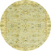 Round Machine Washable Abstract Mustard Yellow Rug, wshabs4018