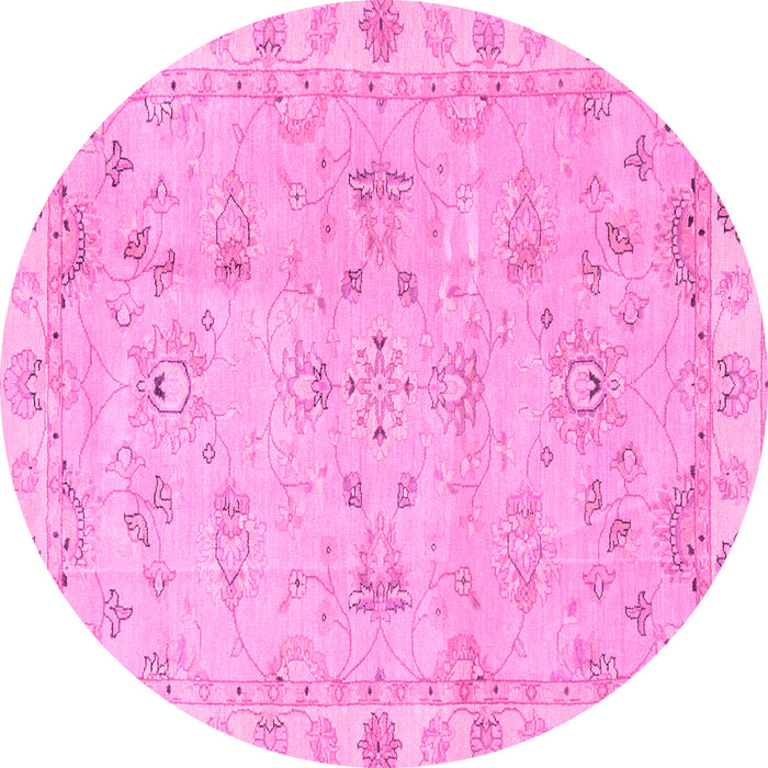 Round Oriental Pink Traditional Rug, abs4018pnk