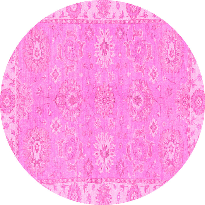 Round Oriental Pink Traditional Rug, abs4019pnk
