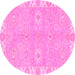 Round Oriental Pink Traditional Rug, abs4019pnk