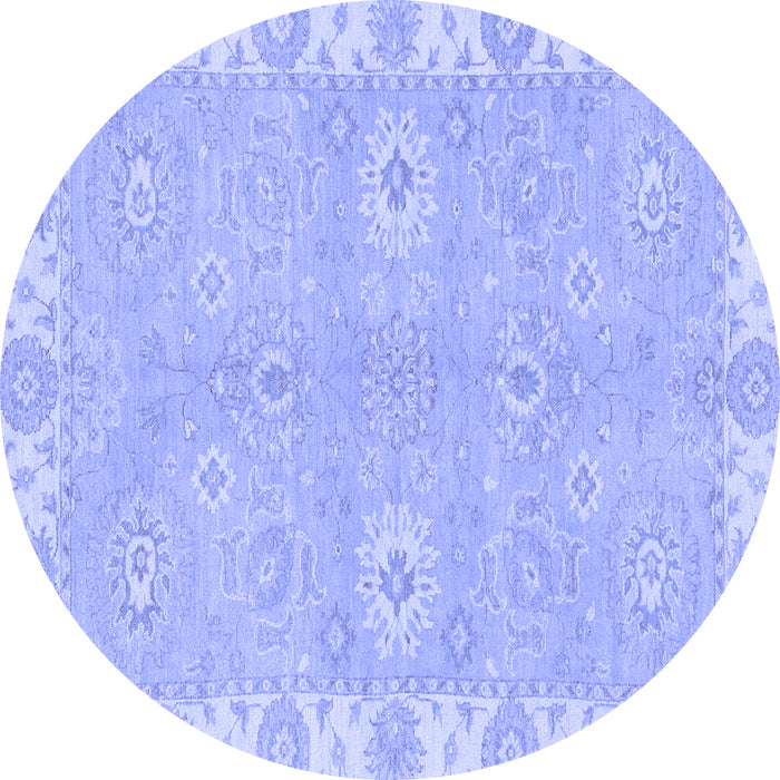 Round Machine Washable Oriental Blue Traditional Rug, wshabs4019blu