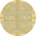 Round Machine Washable Abstract Chrome Gold Yellow Rug, wshabs4019