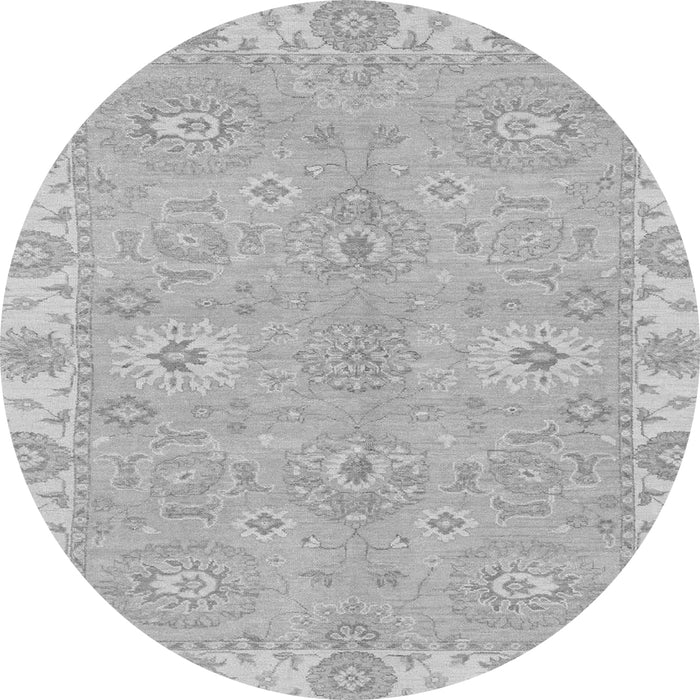 Round Machine Washable Oriental Gray Traditional Rug, wshabs4019gry