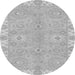 Round Machine Washable Oriental Gray Traditional Rug, wshabs4019gry