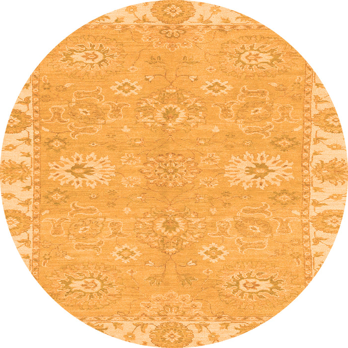Round Oriental Orange Traditional Rug, abs4019org