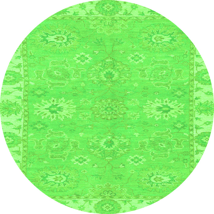 Round Oriental Green Traditional Rug, abs4019grn