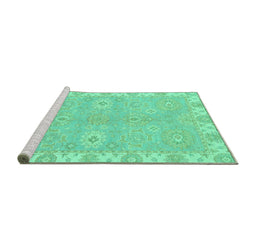 Sideview of Machine Washable Oriental Turquoise Traditional Area Rugs, wshabs4019turq