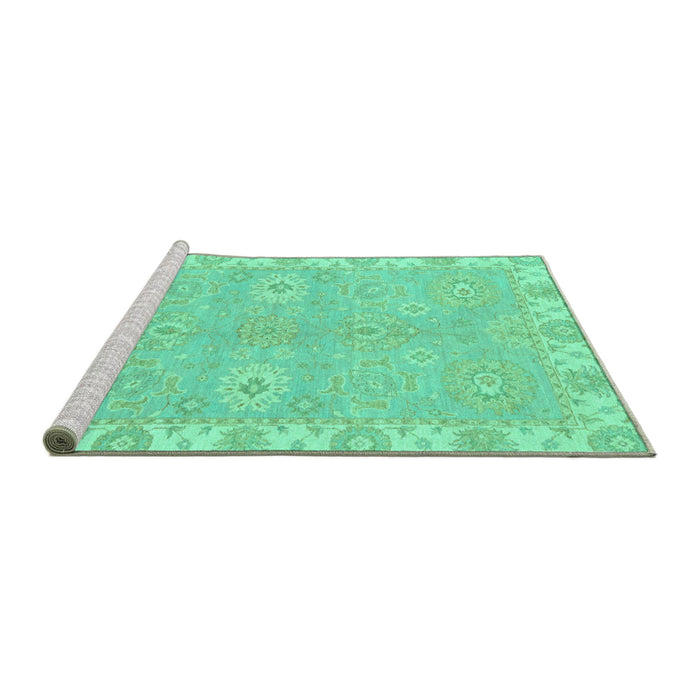 Sideview of Machine Washable Oriental Turquoise Traditional Area Rugs, wshabs4019turq