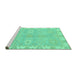 Sideview of Machine Washable Oriental Turquoise Traditional Area Rugs, wshabs4019turq