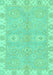 Machine Washable Oriental Turquoise Traditional Area Rugs, wshabs4019turq