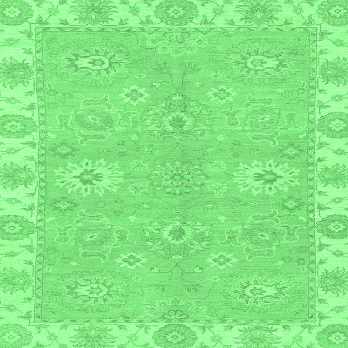 Square Machine Washable Oriental Emerald Green Traditional Area Rugs, wshabs4019emgrn
