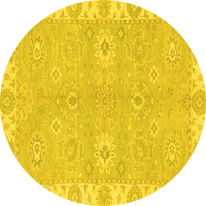 Round Oriental Yellow Traditional Rug, abs4019yw