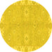 Round Oriental Yellow Traditional Rug, abs4019yw